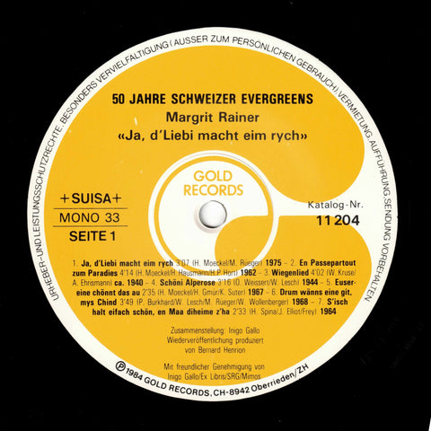 Margrit Rainer – Ja, d'Liebi macht eim rych