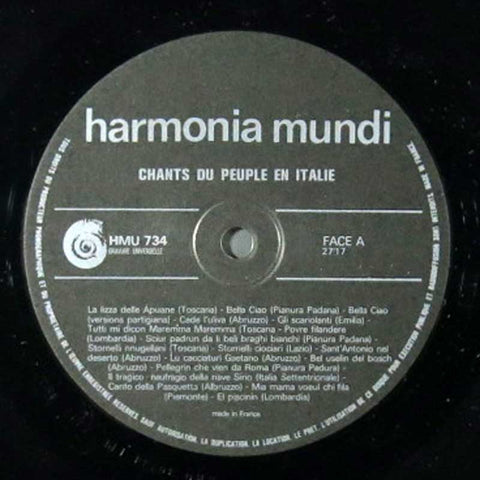 Italie/Bella Ciao - Chansons du peuple en Italie