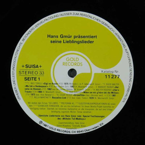 Hans Gmür präsentiert seine Lieblingslieder