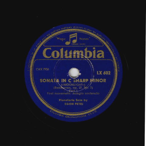 Egon Petri – Beethoven op. 27, No. 2 "Moonlight" Sonata in c sharp minor (Mondscheinsonate): Adagio sostenuto / Allegretto, Presto agitato