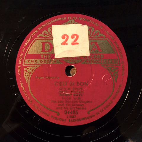 Danny Kaye, The Lee Gordon Singers and Vic Schoen – C'est Si Bon / Wilhelmina